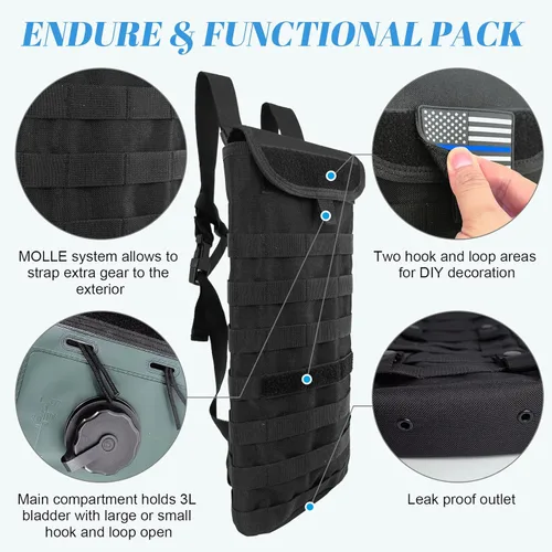 Miniatura 3 de Tactical MOLLE Hydration Pack Carrier Backpack with 3L Water Bladder for Outdoor Sports