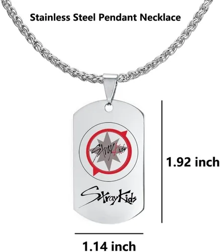Miniatura 4 de AntaQuyaN Kpop Stray Kids Merch - Collar con colgante para niños joyería de acero inoxidable para regalos color blanco Acero inoxidable Acero