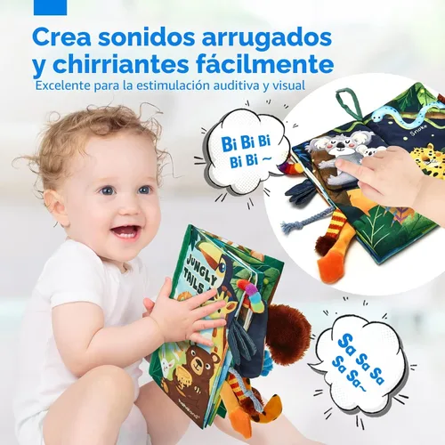 Miniatura 6 de hahaland Libros para bebés de 0 a 6 meses, juguete sensorial para bebés de 6 a 12 meses, libro de sensación táctil, juguete de viaje, regalos