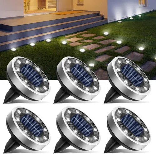 Miniatura 12 de btfarm 16 Pack Solar Lights Outdoor, 8 LED Solar Ground Lights IP65 Waterproof Flat Solar Disc Light, Pathway Lights for Garden Patio Yard Christmas