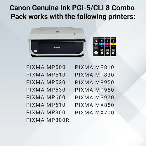 Miniatura 6 de Canon Tinta CMY PGI-5/CLI-8 con PP-201 (50 hojas) Paquete combinado (0628B027AA)