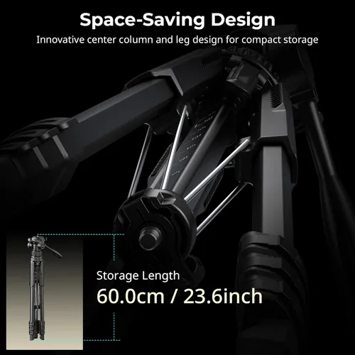 Miniatura 8 de SmallRig Soporte de trípode para cámara de 71" AP-21, trípode de viaje para iPhone y cámara para Canon para Nikon con soporte para teléfono y bolsa