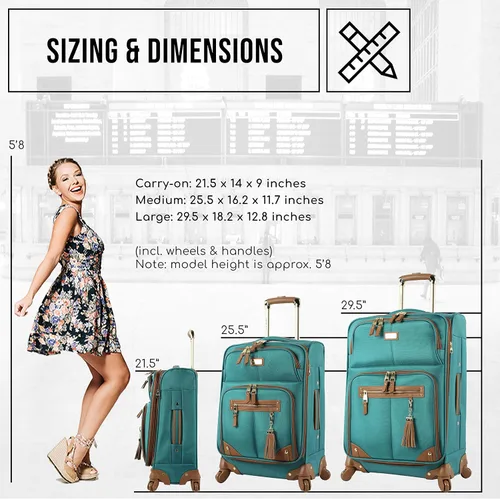 Miniatura 6 de Steve Madden Colección de equipaje de diseñador Maleta ligera y expandible para hombres y mujeres Bolsa de transporte duradera de 20 pulgadas