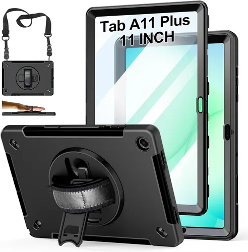 Miniatura 8 de Funda para Galaxy Tab Active 5 Pro 2025/4 Pro 2022/2019 de 10.1 Pulgadas: TPU con Soporte - Protector de Pantalla - Correa de Mano - Correa de Negro