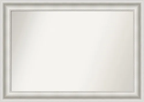 Amanti Art Espejo de pared blanco de 30 x 42 pulgadas, espejo de baño rectangular blanco para decoración de pared de sala de estar, marco Parlor