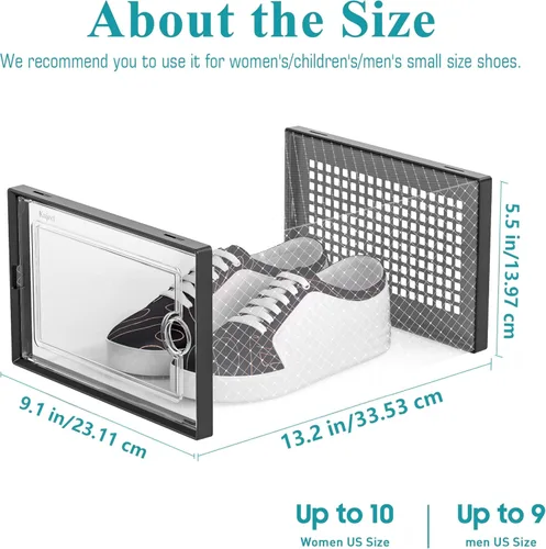 Miniatura 2 de Kuject Cajas grandes de almacenamiento de organizadores de zapatos para armario, paquete de 12 contenedores apilables de plástico transparente