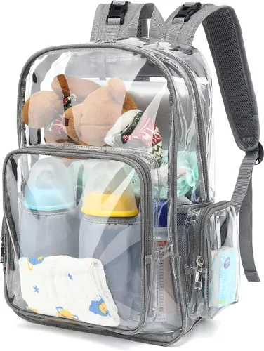 Miniatura 7 de Mochila transparente para pañales para bebés, niñas y niños, bolsas de pañales para mamá para mujeres (negro)