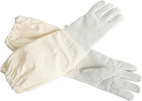 Miniatura 5 de Guantes de apicultura – Guantes de piel de cabra para hombres y mujeres, equipo de protección para abejas con mangas largas de lona y puños