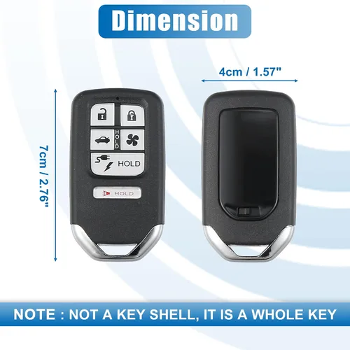 Miniatura 6 de X AUTOHAUX Llavero de repuesto para automóvil de 6 botones sin llave, control remoto, llavero inteligente de proximidad KR5V2X para Honda Clarity