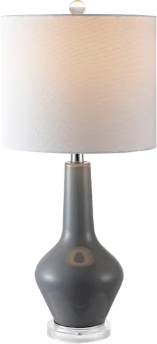SAFAVIEH Lighting Collection - Juego de 2 lámparas de mesa de terciopelo modernas y contemporáneas de cristal gris ahumado de 24 pulgadas para Gris