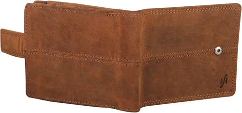 Miniatura 6 de Cartera de cuero real con bloqueo RFID para hombre con cremallera monedero 1044-marrón, Marrón, Vintage