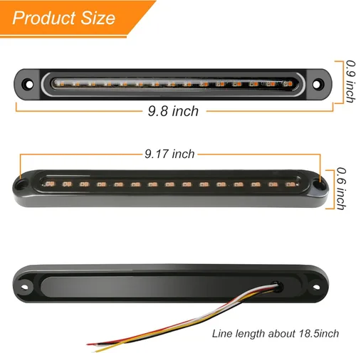 Miniatura 5 de 2 luces LED de 12V-24V con 30 LED, luz trasera roja y amarilla para remolque, señal de giro, luz secuencial de identificación, barra de luz trasera