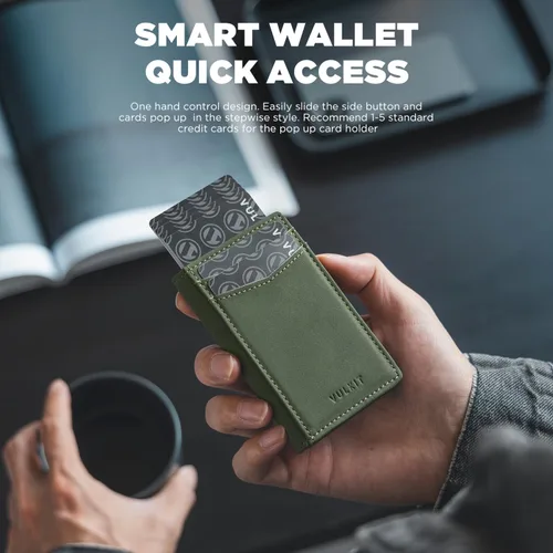 Miniatura 58 de VULKIT Billeteras delgadas para hombre, con bloqueo RFID, diseño minimalista con capacidad para hasta 11 tarjetas, Negro -, Minimalista