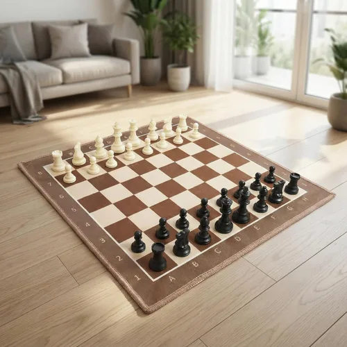 Miniatura 13 de Juego de ajedrez de 20 pulgadas para niños y adultos, alfombrilla de ajedrez plegable con 3.75 pulgadas King, 32 piezas + 2 reinas adicionales