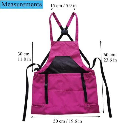 Miniatura 3 de Taoke Delantal de jardinería Oxford impermeable con bolsillos, con correa ajustable y bolsillo para cosecha, regalo para mujeres/hombres Rosa Rojo