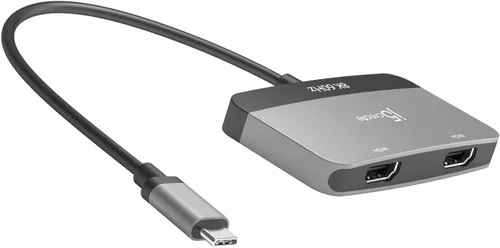 j5create Adaptador de pantalla USB tipo C a HDMI dual de 8K - Individual 8K60/4K144 o Dual 4K60 - Compatible con modo extendido MST, para jugadores