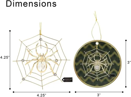 Miniatura 2 de Juego de 2 adornos de araña, chapados en oro de 24 quilates, adorno colgante con tachuelas de cristal y adorno multidimensional de araña 5D