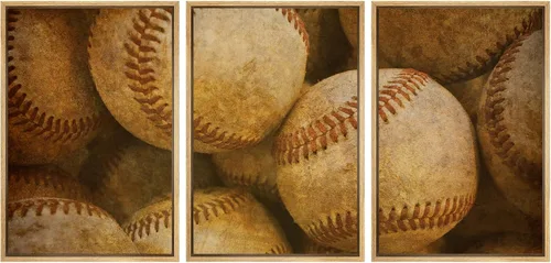 Miniatura 121 de wall26 Lienzo enmarcado para pared, juego de arte de primer plano, detalles de costuras de béisbol, atletas deportivos, fotografía, moderno