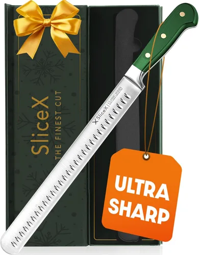 Bright Hobby Cuchillo clásico para rebanar y trinchar carne de brisket – Regalo para papá de esposa, hijo, hija – Cuchillo de 12” de espiga completa