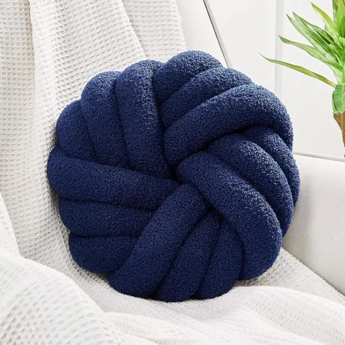 Miniatura 8 de Uvvyui - Almohadas de nudo, cojines decorativos redondos de 14 pulgadas, cojín de bola anudada suave hecho a mano, cojín de felpa para decoración