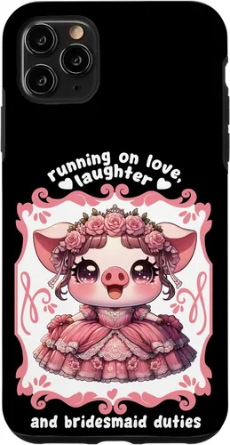 Miniatura 11 de iPhone 15 Lindo cerdo dama de honor roba corazones en el caso de despedida de soltera