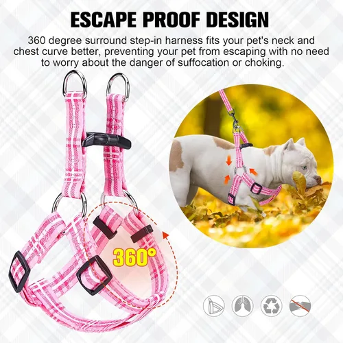 Miniatura 2 de BEAUTYZOO Juego de arnés y correa para perro pequeño sin tirones, arnés de nailon ligero para cuello y pecho ajustable para perros, niñas y niños