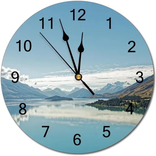 Miniatura 29 de Reloj de pared silencioso sin tictac de PVC, montañas del Tirol del Sur, Italia, senderismo, C, funciona con pilas, 10 pulgadas (9.8 in), reloj