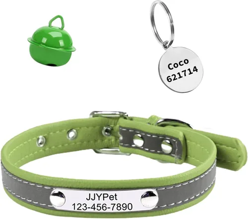 Collares reflectantes personalizados para gatos con etiqueta de nombre y chapado, collar de gato personalizado grabado con nombre y teléfono, collar