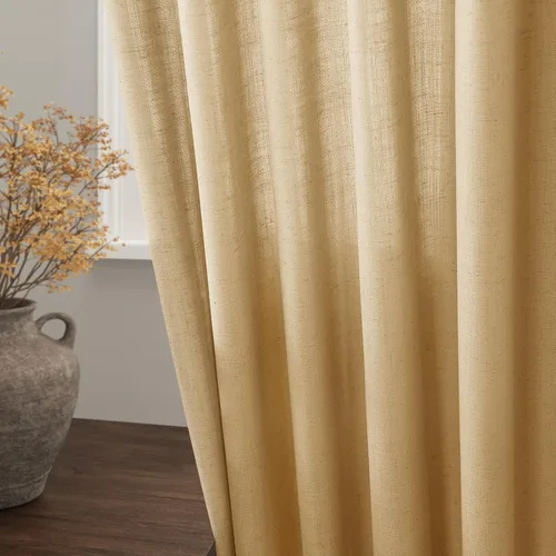 Miniatura 4 de Juego de 2 paneles de cortinas de lino semitraslúcidas con pestaña trasera, filtran la luz, neutras, rústicas, extralargas, para sala, grandes, 52 x
