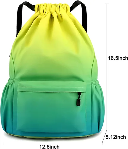 Miniatura 2 de Mochila con cordón para mujer, bolsa de gimnasio con cordón, resistente al agua, pequeña bolsa de cincha