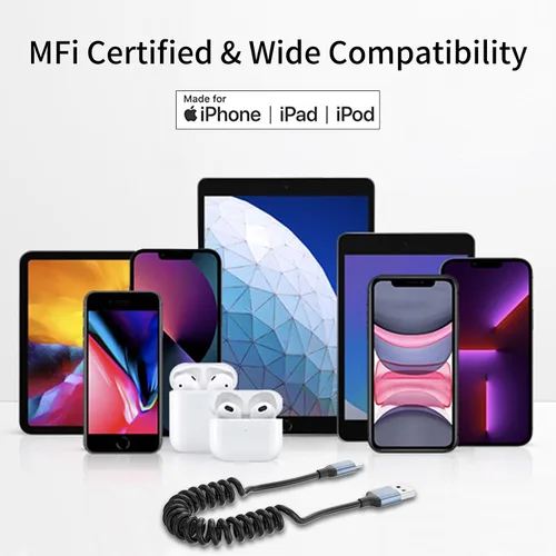 Miniatura 7 de Cable USB C en espiral, paquete de 2 cables de carga USB C retráctiles para iPhone 15, cable de carga de coche USB tipo C de 3 pies, cable de carga