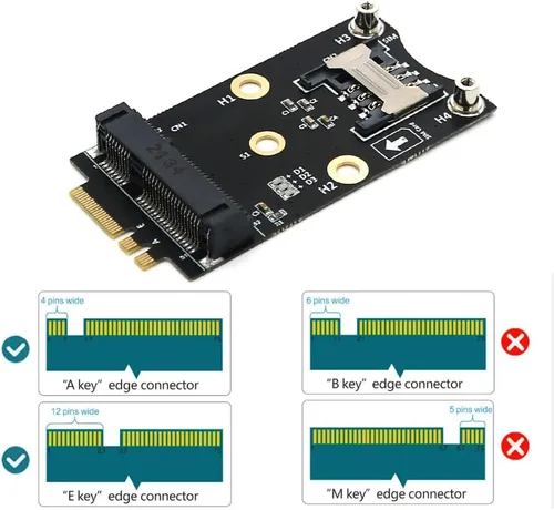 Miniatura 4 de HLT Mini PCI-E a M.2 (NGFF) Llave A/E Adaptador con ranura para tarjeta SIM