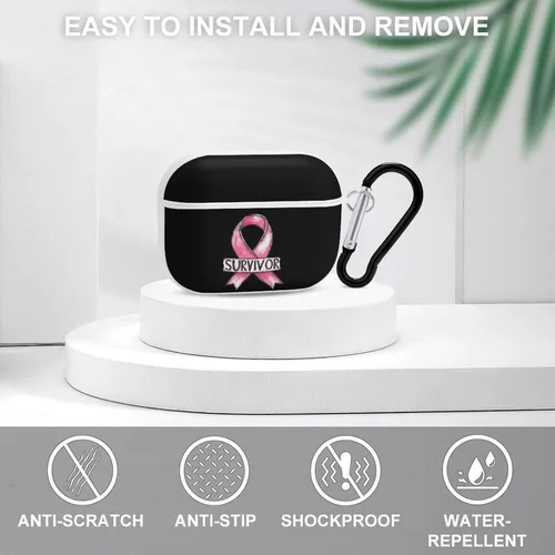 Miniatura 3 de Breast Cancer Survivor Hard Case Compatible with AirPods Pro 2nd / 1st Generation Cover with Keychain white