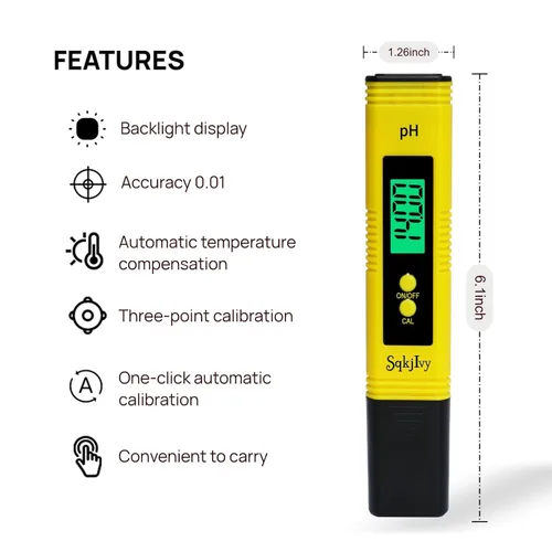 Miniatura 3 de Medidor de pH para probador de agua, monitor de lápiz, medidor de pH de agua, calidad 0.01, tamaño de bolsillo de alta precisión con rango