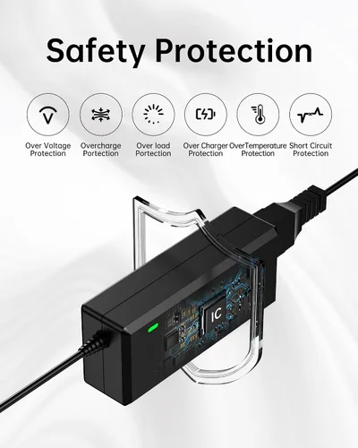 Miniatura 7 de WUKUR Cargador de 65 W para NOCO UltraSafe Jump Starter compatible con NOCO Boost X GBX45 GBX55 GBX75 GBX155 y Boost Air AX65 UltraSafe Cable Negro