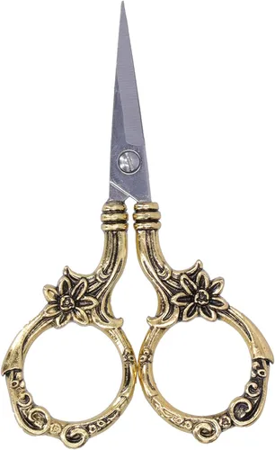 Tijeras de bordado, tijeras de costura de flores vintage de acero inoxidable estilo europeo, tijeras de modista para modelar cejas, corte de papel