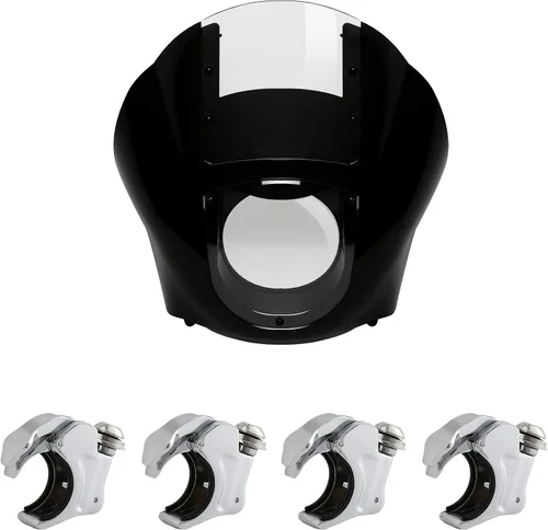 Miniatura 9 de XFMT Carenado frontal desmontable de cuarto para motocicleta con parabrisas antiniebla y abrazaderas de montaje negro de 49 mm para Harley Sportster
