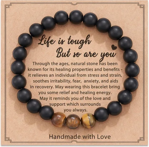 Miniatura 14 de HGDEER Regalos Get Well Soon, pulsera de amatista de piedra natural para mujeres y hombres
