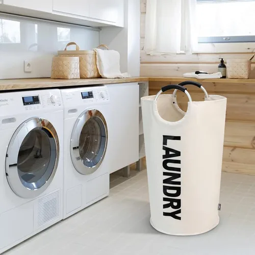 Miniatura 8 de DOKEHOM - Canasta de lavandería extragrande de 125 litros, bolsa de lavandería plegable, canasta de ropa alta y autónoma, contenedor de lavado Beige