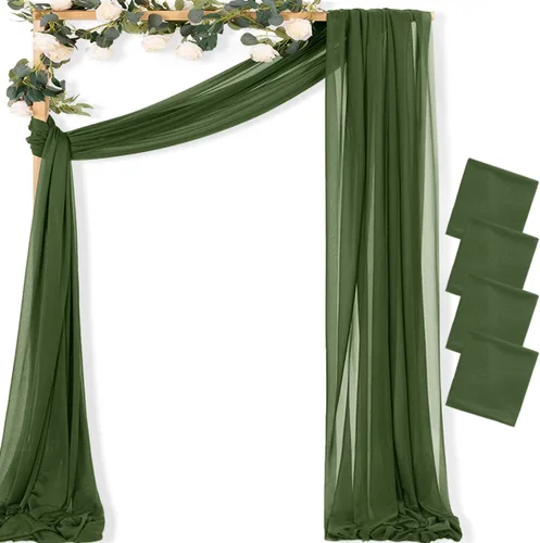 Miniatura 44 de MLMC 1 panel de tela para arco de boda azul bebé, 29 x 20 pies, cortinas de gasa extralargas transparentes de 6.6 yardas, paneles de cortinas