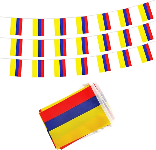 Miniatura 5 de Cadena de bandera de México de 50 pies, 38 mini banderas mexicanas pequeñas, Día de la Independencia del 4 de julio, eventos patrióticos, deportes
