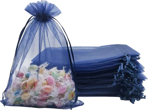 Miniatura 17 de Jexila - 100 bolsas de organza naranja de 5 x 7 pulgadas con cordón para calabazas de Halloween, bolsas de regalo para niños, bolsas de dulces
