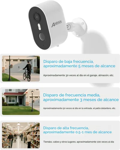 Miniatura 7 de Cámaras de seguridad ANRAN inalámbricas para exteriores, cámara de seguridad para el hogar de 2K 3MP alimentada por batería con detección de Cámara