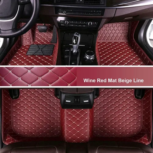 Miniatura 36 de Alfombrillas personalizadas para el 99 % de los sedán, SUV, deportivos, forros de cuero, para todo tipo de clima, tapetes de automóvil (rayas negras)
