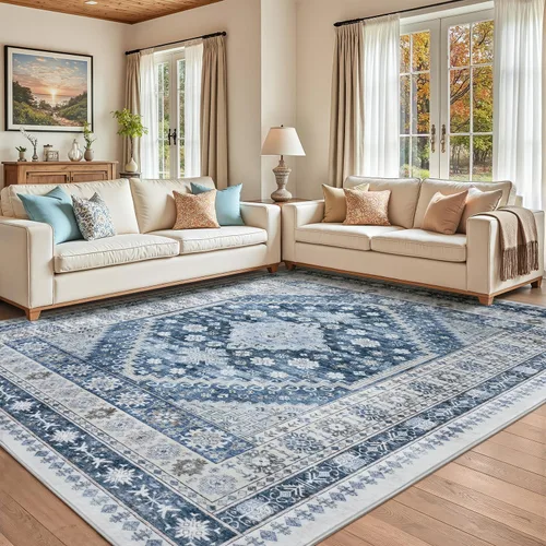 Miniatura 20 de Alfombra lavable de 2 x 3 pies, color beige floral, tapete para puerta de entrada interior, tapetes de cocina para piso, color blanco crema