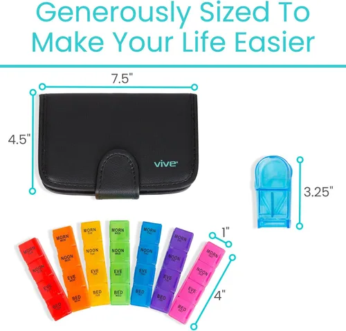Miniatura 8 de Organizador de pastillas por vive, Estuche negro, 1