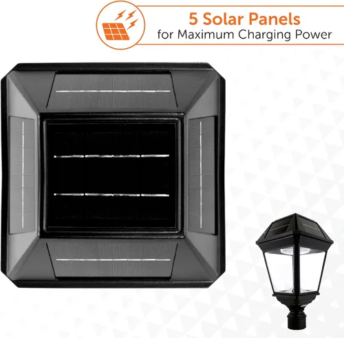 Miniatura 8 de Gama Sonic Imperial III - Lámpara solar de poste de aluminio fundido y lente biselada, lámpara solar doble para exteriores, salida de 600 lúmenes