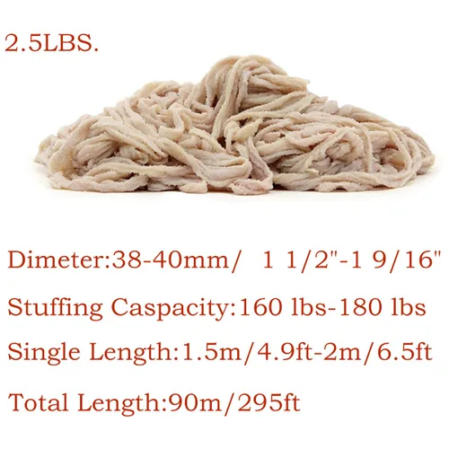 Miniatura 4 de Carcasas naturales HOG para hacer salchichas, salchichas duraderas y resistentes al desgarro, hacen 35-175 libras (1.5 libras (hace 105 libras)
