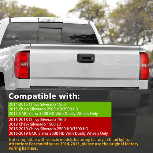 Miniatura 2 de Conjunto de luz trasera compatible con Chevy Silverado 1500 2500HD 3500HD 3500HD 2014-2019 con arnés de cableado, luces traseras de camioneta