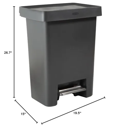 Miniatura 7 de Rubbermaid Bote de basura de alta capacidad, 19 galones, basura o reciclaje de flujo simple o doble, carbón, pedal de acero inoxidable